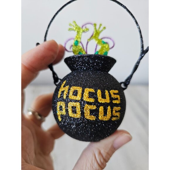 Pier 1 Hocus pocus glitter cauldron ornament frog rare sparkle witch - Picture 2 of 9